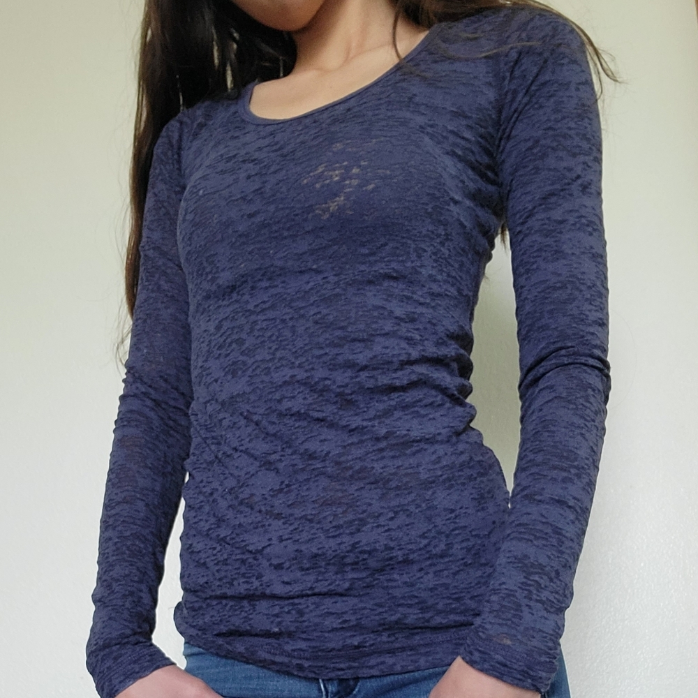 Mudd Navy Blue Sheer Top